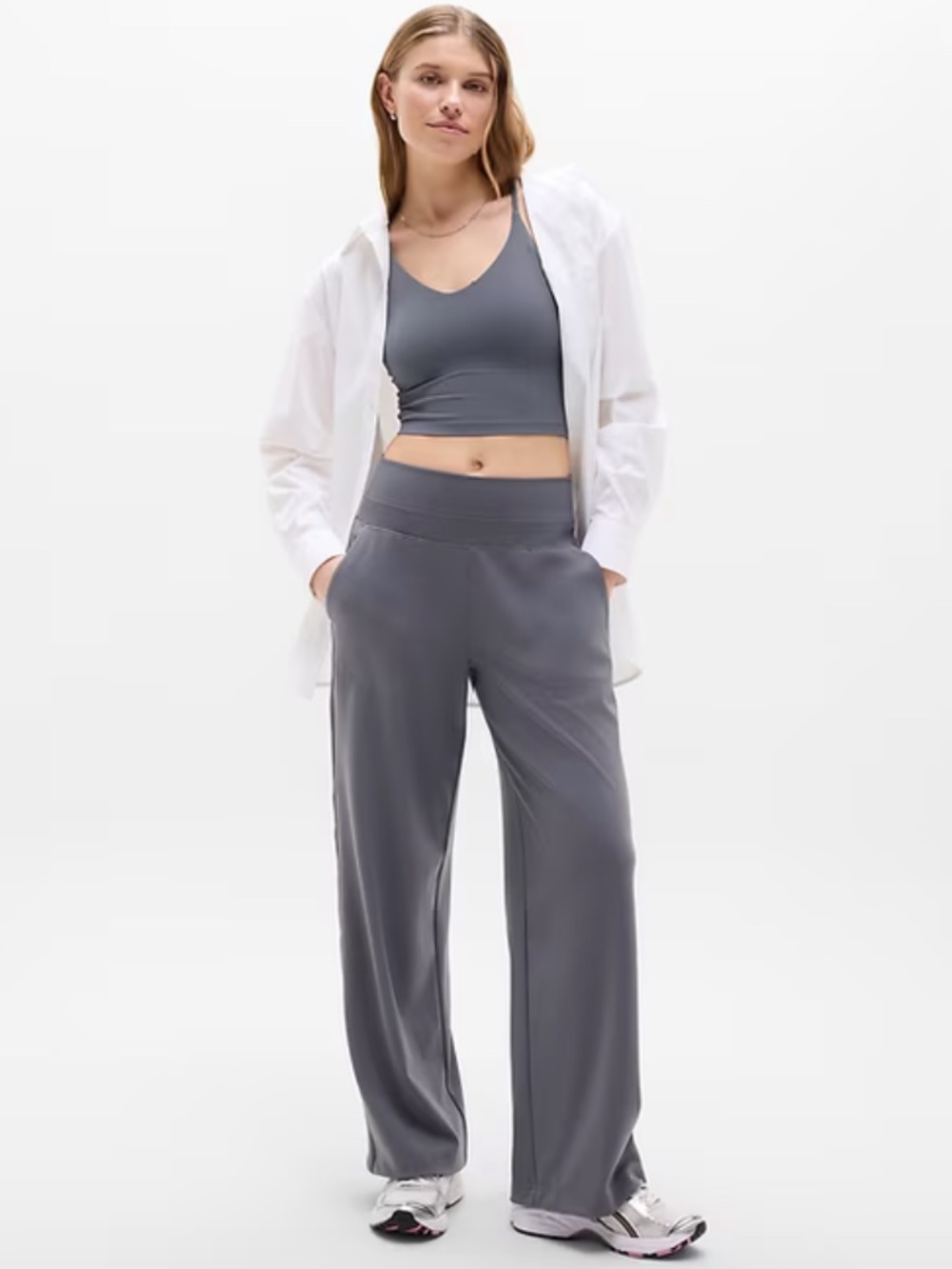 ATHLETA Venice High Rise Wide Leg Pant S Small Petite | Slate Gray #982868 NWT